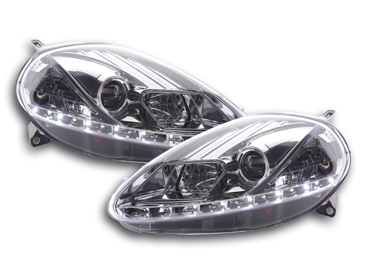 Scheinwerfer Set Daylight LED TFL-Optik Fiat Grande Punto Typ 199 Bj. 05-08 chrom