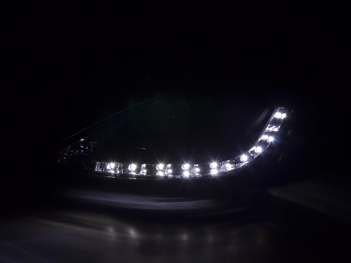 Scheinwerfer Set Daylight LED TFL-Optik Ford Focus 3/4/5-trg. Bj. 01-04 schwarz für Rechtslenker