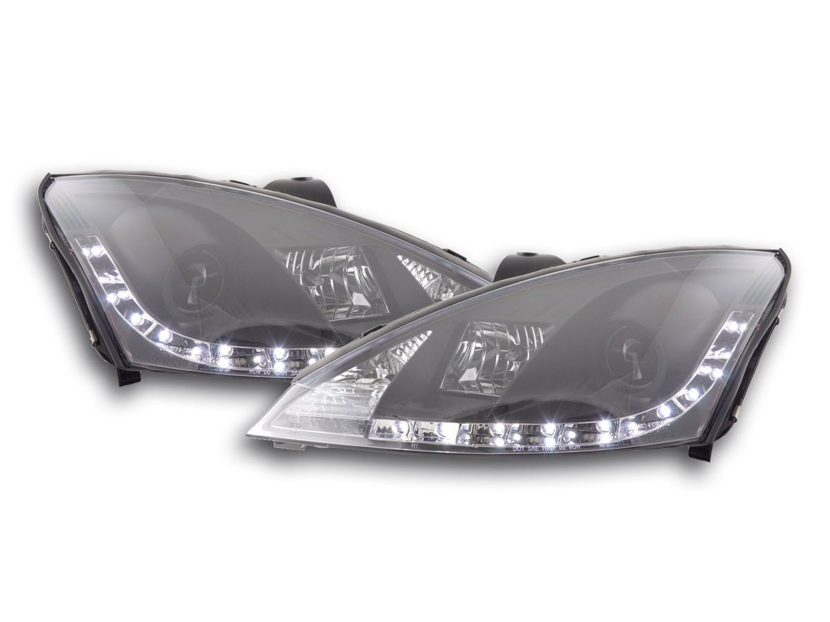 Scheinwerfer Set Daylight LED TFL-Optik Ford Focus 3/4/5-trg. Bj. 01-04 schwarz für Rechtslenker