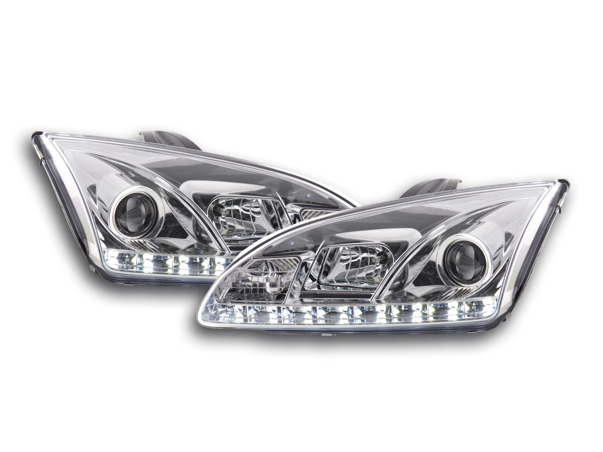 Scheinwerfer Set Daylight LED TFL-Optik Ford Focus 4/5-trg. Bj. 05-08 chrom für Rechtslenker