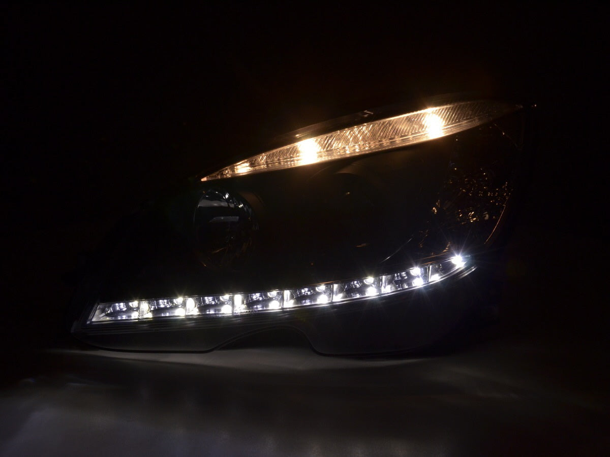 Scheinwerfer Set Daylight LED TFL-Optik Mercedes C-Klasse W204 07-10 schwarz
