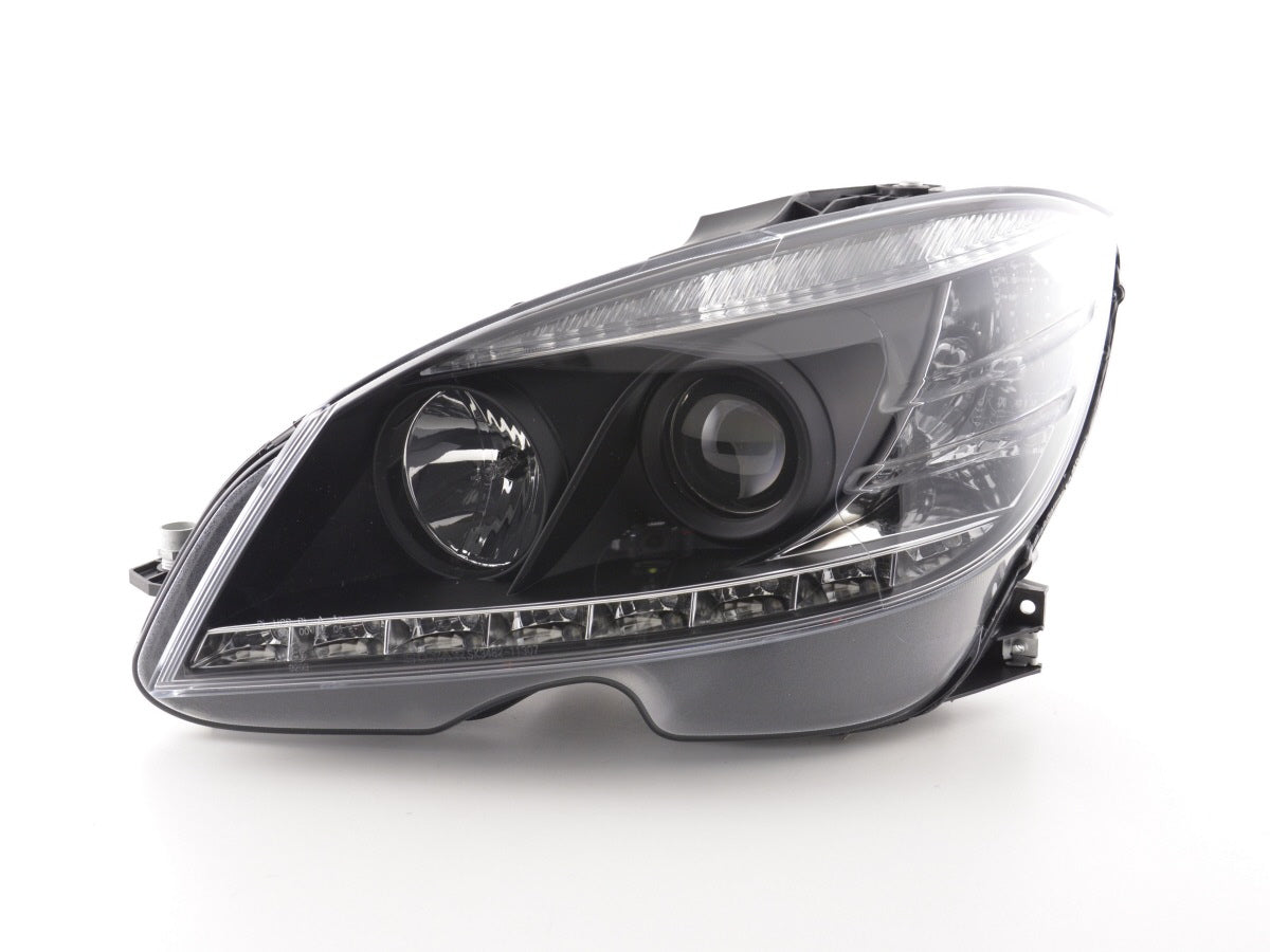 Scheinwerfer Set Daylight LED TFL-Optik Mercedes C-Klasse W204 07-10 schwarz