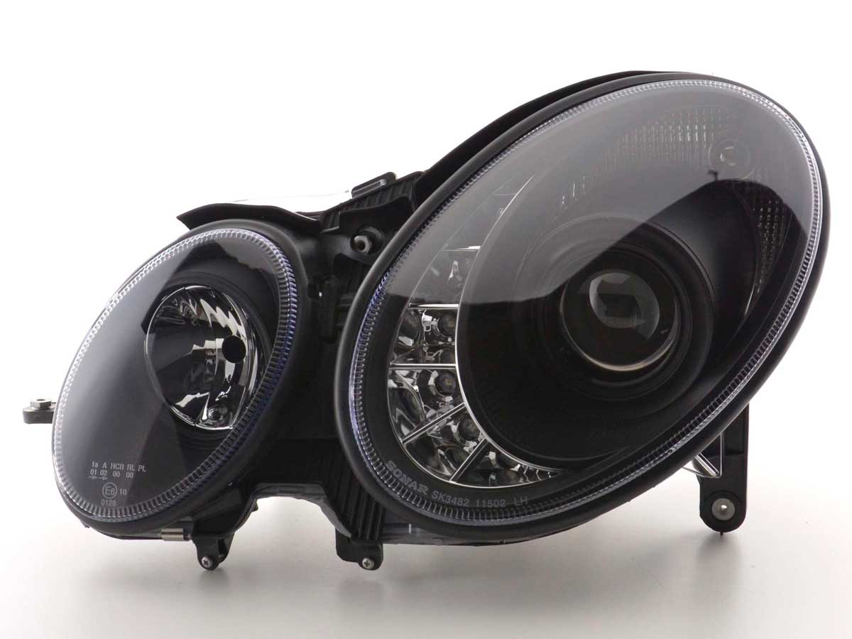 Scheinwerfer Set Daylight LED TFL-Optik Mercedes E-Klasse 211 Bj. 02-06 schwarz