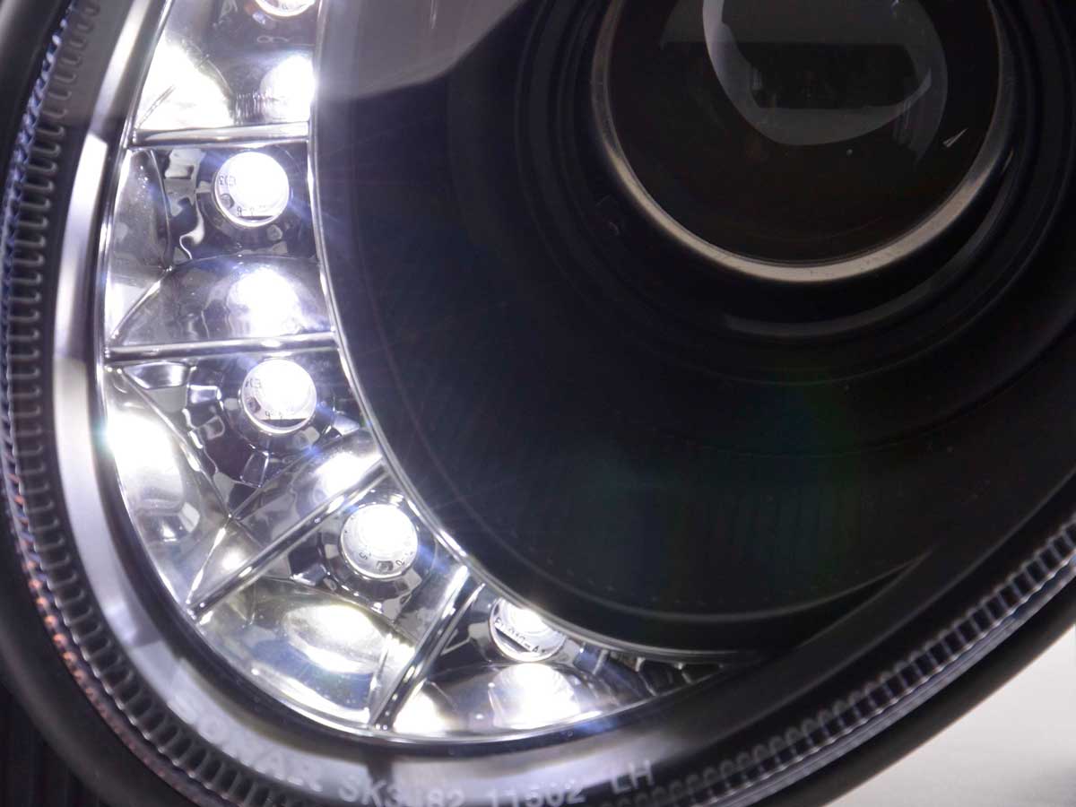 Scheinwerfer Set Daylight LED TFL-Optik Mercedes E-Klasse 211 Bj. 02-06 schwarz