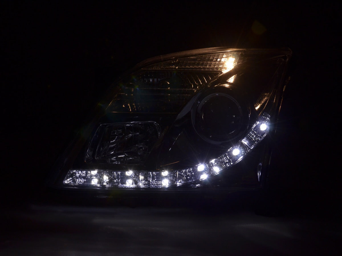 Scheinwerfer Set Daylight LED TFL-Optik Opel Vectra C Bj. 02-05 chrom für Rechtslenker
