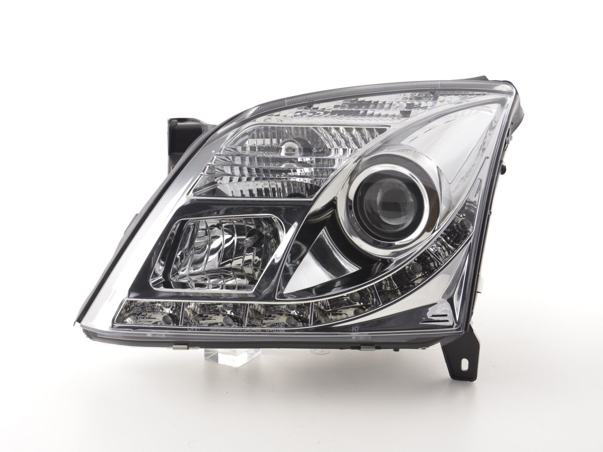 Scheinwerfer Set Daylight LED TFL-Optik Opel Vectra C Bj. 02-05 chrom für Rechtslenker