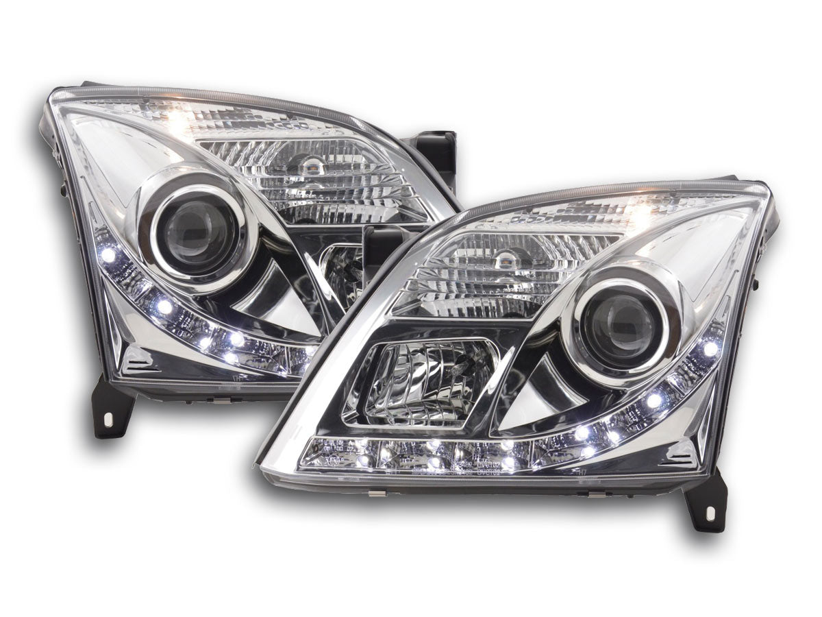 Scheinwerfer Set Daylight LED TFL-Optik Opel Vectra C Bj. 02-05 chrom für Rechtslenker