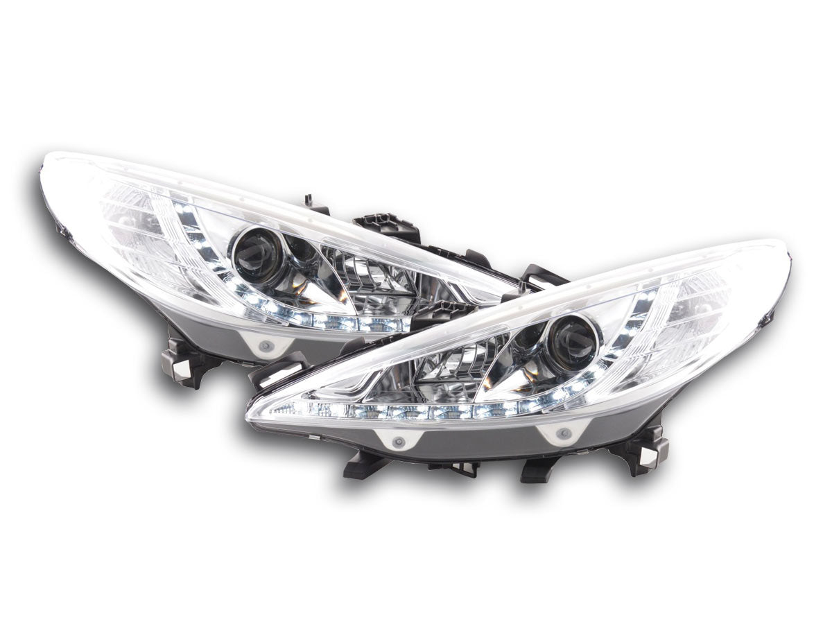 Scheinwerfer Set Daylight LED Tagfahrlicht Peugeot 207 Bj. 06- chrom für Rechtslenker