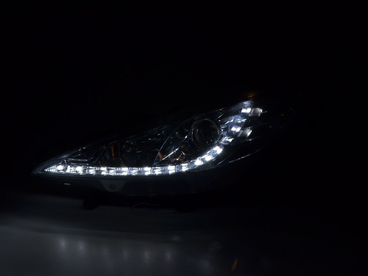 Scheinwerfer Set Daylight LED Tagfahrlicht Peugeot 207 Bj. 06- chrom für Rechtslenker