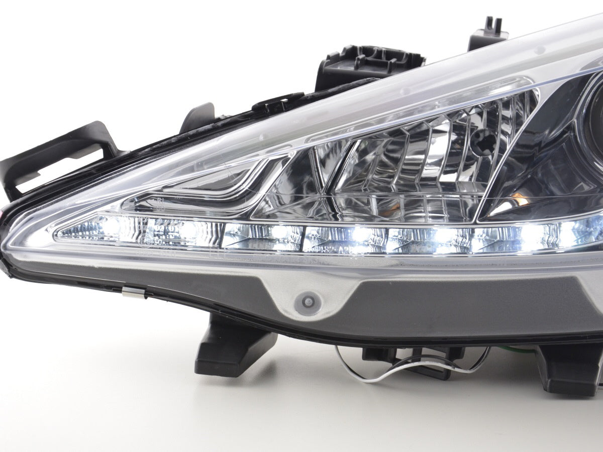 Scheinwerfer Set Daylight LED Tagfahrlicht Peugeot 207 Bj. 06- chrom für Rechtslenker