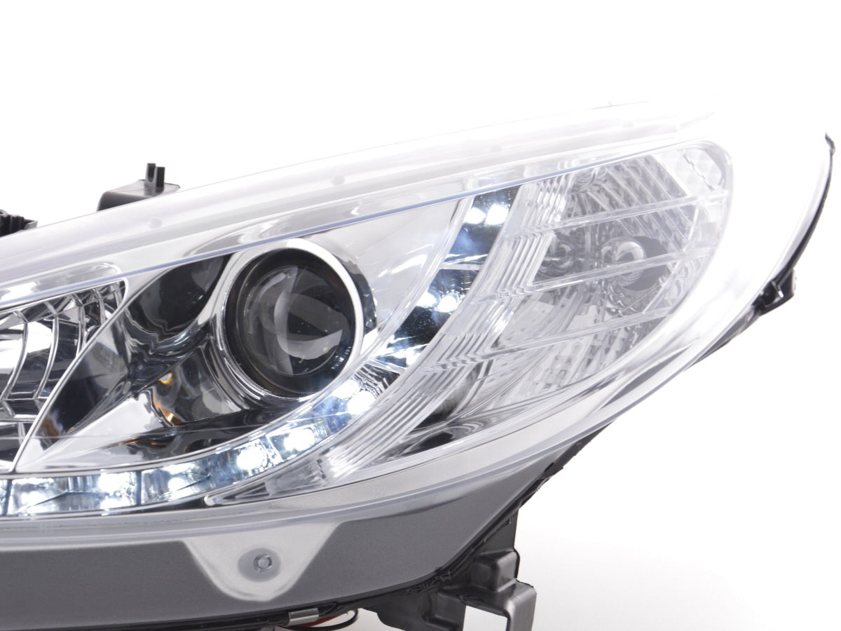 Scheinwerfer Set Daylight LED Tagfahrlicht Peugeot 207 Bj. 06- chrom für Rechtslenker