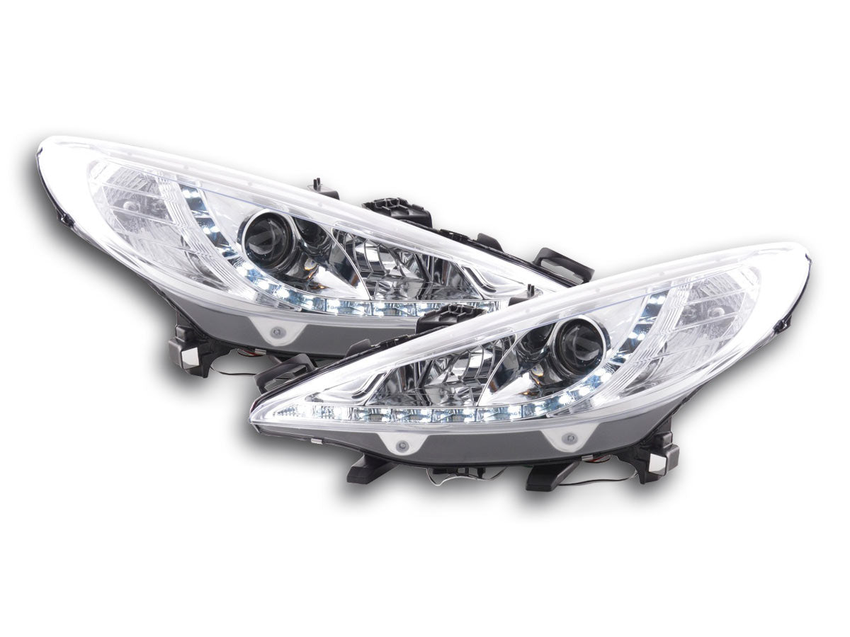 Scheinwerfer Set Daylight LED Tagfahrlicht Peugeot 207 Bj. 06- chrom für Rechtslenker