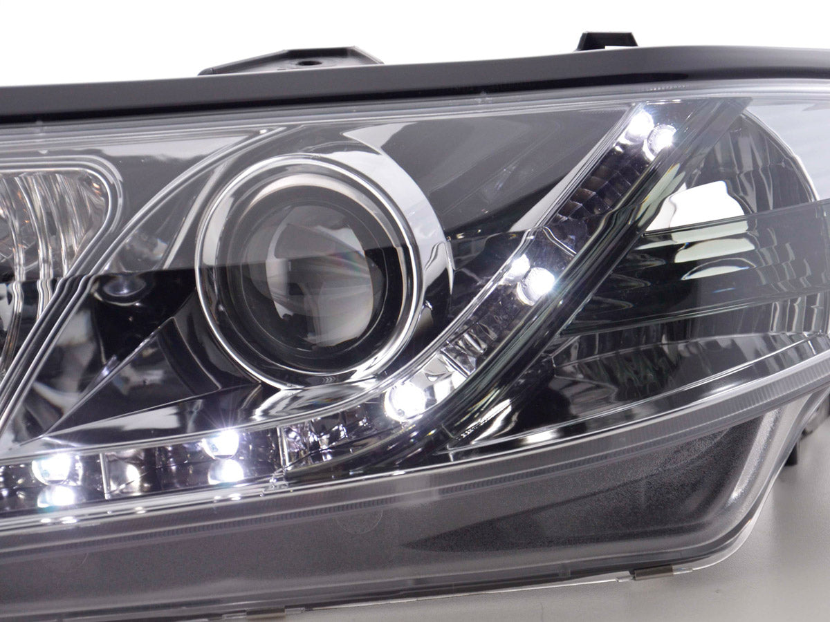 Scheinwerfer Set Daylight LED TFL-Optik Renault Laguna (Typ G) Bj. 01-05 chrom