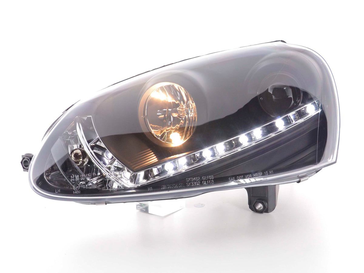 Scheinwerfer Set Daylight LED TFL-Optik VW Golf 5 Typ 1K Bj. 03-08 schwarz