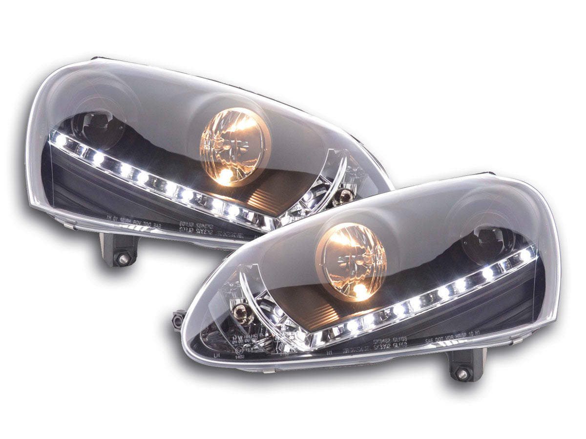 Scheinwerfer Set Daylight LED TFL-Optik VW Golf 5 Typ 1K Bj. 03-08 schwarz