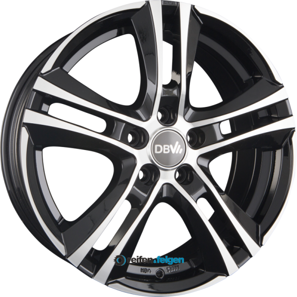 DBV ANDORRA II 6.5x16 ET40 5x100 NB60.1 Schwarz Glänzend Front Poliert