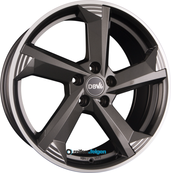 DBV TORINO III 7.5x17 ET40 5x100 NB60.1 Anthrazit Glänzend Front Poliert