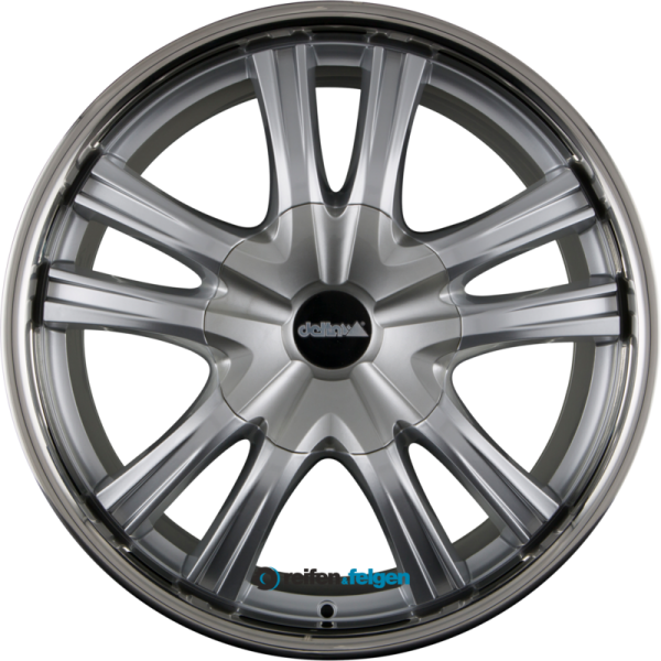 DELTA 4x4 LANDER 12 9x22 ET30 6x114.3 NB66.1 Shiny Silver mit Edelstahl-Felgenhorn