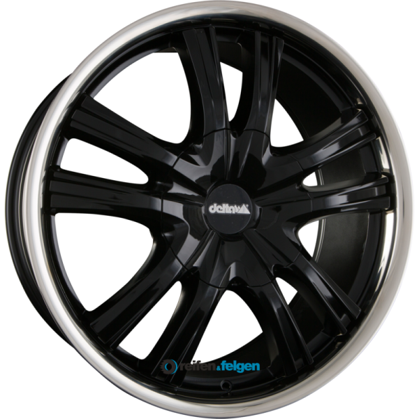 DELTA 4x4 LANDER 12 9x22 ET45 5x120 NB65.1 Shiny Black mit Edelstahl-Felgenhorn