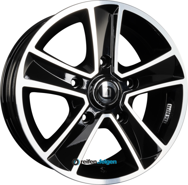 DIEWE WHEELS MAMMUT 5 7x16 ET45 5x120 NB65.1 NERO S MACHINED - Schwarz Glanz Frontpoliert werk91-4 7x16 ET45 5x120 Alufelge