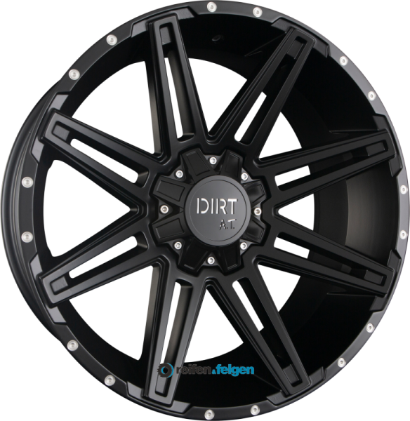 DIRT A.T. D88 9x18 ET25 5x120 5x127 NB74.1 Matte Black Milled Rivets