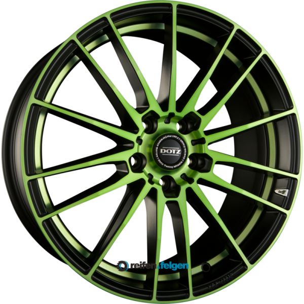 DOTZ FAST FIFTEEN 8x19 ET45 5x112 NB70.1 GREEN EDITION Black Matt / Green Polished