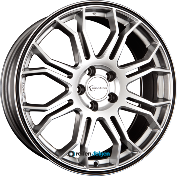 EMOTION-WHEELS CORSE 7x17 ET45 5x114.3 NB72.6 Silber Aussenring schwarz