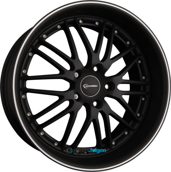 EMOTION-WHEELS WASABI 8.5x19 ET35 5x120 NB72.6 Schwarz Matt mit Aussenring Poliert