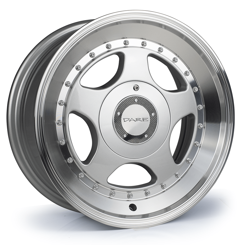 Dare F5-SL 7X15 4x100 ET35 NB73.1 Silver Polished Lip 7x15 ET35 4x100 Alufelge Silber