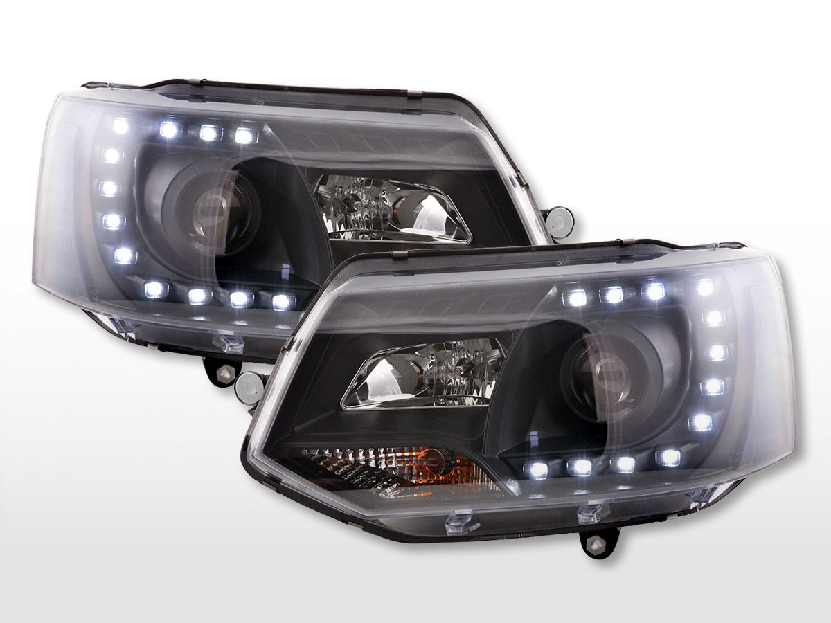 Scheinwerfer Set Daylight LED Tagfahrlicht VW Bus T5 ab 2009 schwarz