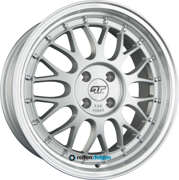 GTP WHEELS GTP 020 7.5x17 ET35 4x100 NB60.1 Silber Felgenbett Poliert werk91-4 7,5x17 ET35 4x100 Alufelge