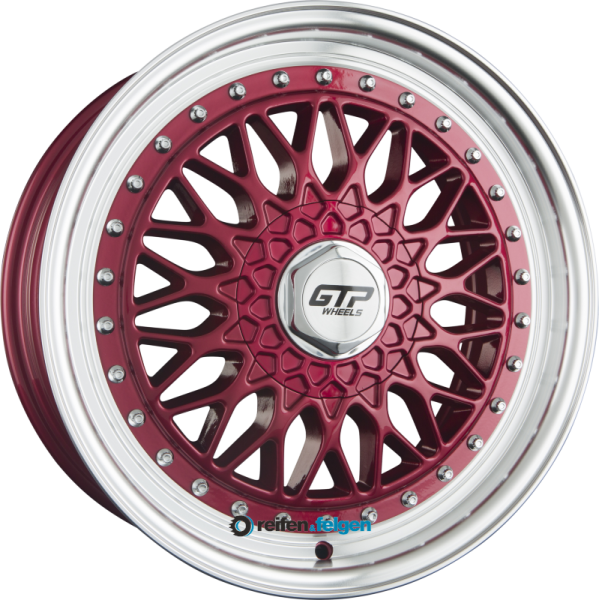 GTP WHEELS GTP 040 7.5x17 ET35 4x100 4x108 NB73.1 Candy Red Felgenbett Poliert werk91-4 7,5x17 ET35 4x100, 4x108 Alufelge Rot