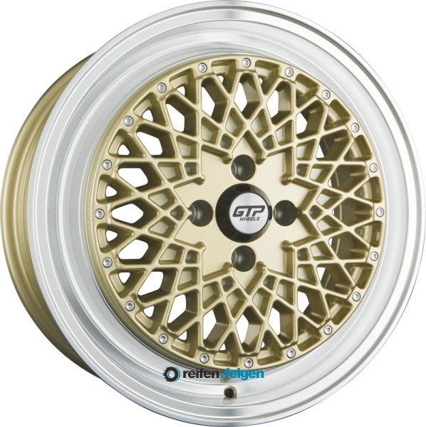 GTP WHEELS GTP 041 7x17 ET35 4x100 NB60.1 Gold Felgenbett Poliert werk91-4 7x17 ET35 4x100 Alufelge Gold