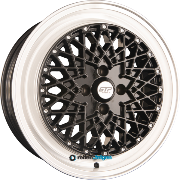 GTP WHEELS GTP 041 7x17 ET35 4x100 NB60.1 Schwarz Felgenbett Poliert werk91-4 7x17 ET35 4x100 Alufelge