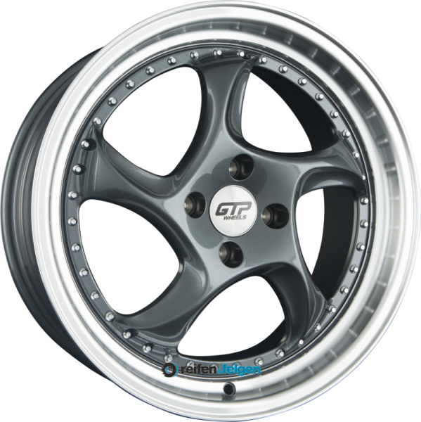 GTP WHEELS GTP 083 7.5x17 ET35 4x100 NB73.1 Gun Metal Felgenbett Poliert werk91-4 7,5x17 ET35 4x100 Alufelge