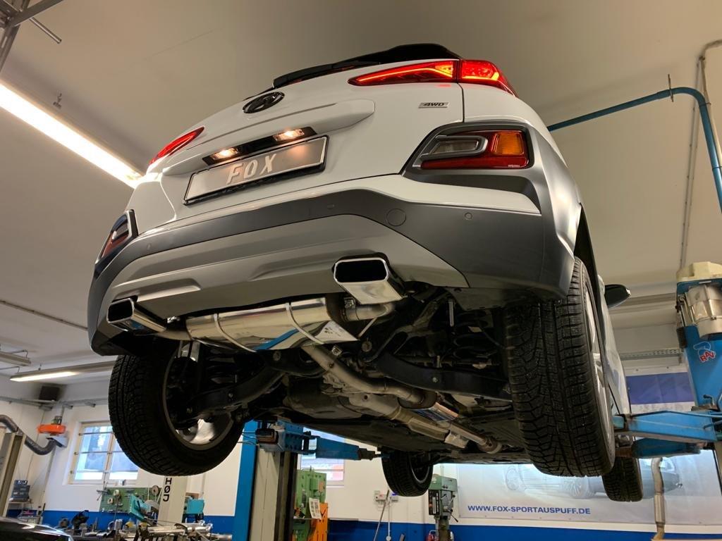 Fox Duplex Auspuff Sportauspuff Endschalldämpfer für Hyundai Kona 1.6l 130kW