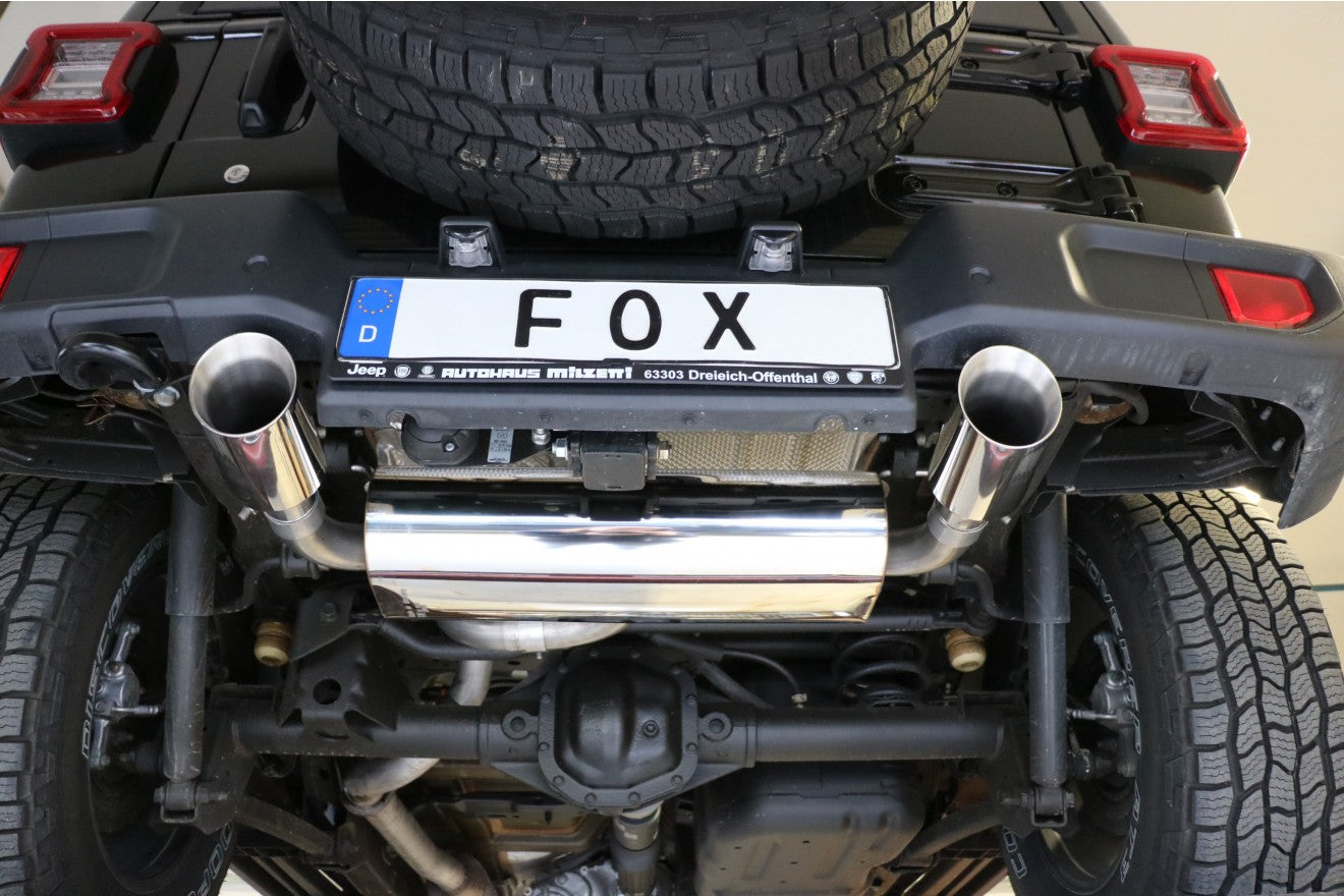 Fox Duplex Auspuff Sportauspuff Endschalldämpfer für Jeep Wrangler IV JL 2.0l