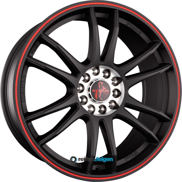 KESKIN KT12 Racing 8x18 ET45 5x112 5x120 NB72.6 Matt Black Lip Red (MBLR)