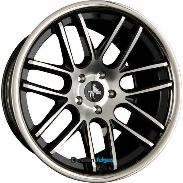 KESKIN KT14 CONCAVE 8.5x20 ET30 5x112 NB66.6 Black Front Polish Steel Lip (BFPSL)
