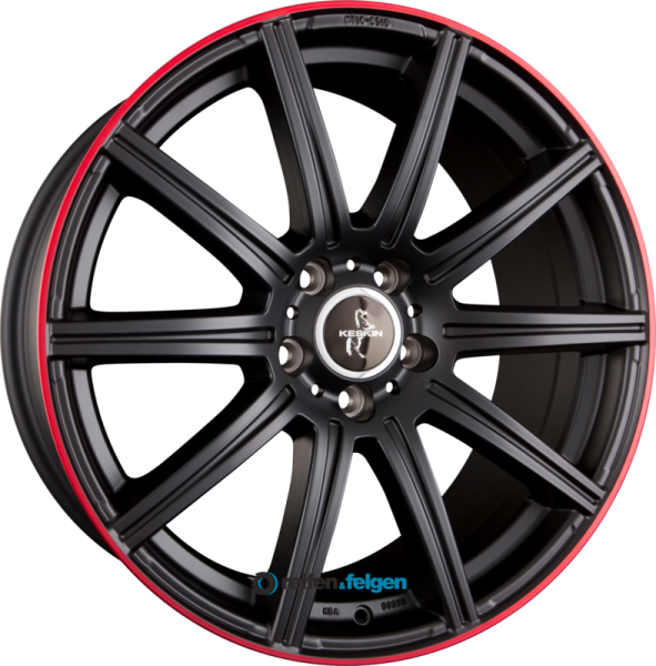 KESKIN KT16 DYNAMIC 9.5x19 ET45 5x112 NB66.6 Matt Black Lip Red (MBLR)