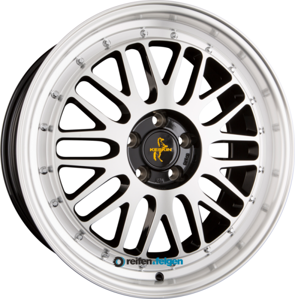 KESKIN KT22 RETRO 8.5x19 ET30 5x100 NB57.1 Black Front Polished (BFP)