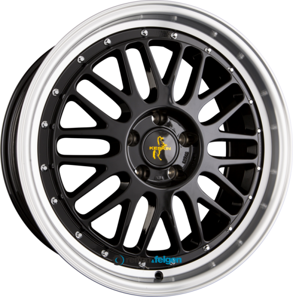 KESKIN KT22 RETRO 8.5x19 ET30 5x100 NB57.1 Black Lip Polished (BLP)