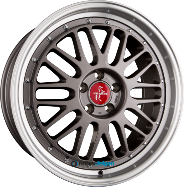 KESKIN KT22 RETRO 8.5x19 ET45 5x108 NB72.6 Titan Grey Lip Polish (TGLP)