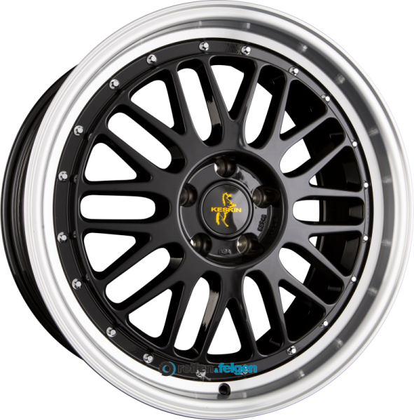 KESKIN KT22 RETRO 8x18 ET30 5x100 NB57.1 Black Lip Polished (BLP)