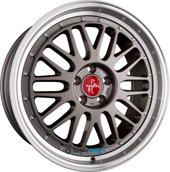 KESKIN KT22 RETRO 8x18 ET45 5x108 NB72.6 Titan Grey Lip Polish (TGLP)