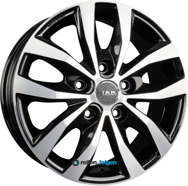 MAK LOAD 5 6.5x16 ET45 5x114.3 NB66.1 Black Mirror Face werk91-4 Schwarz