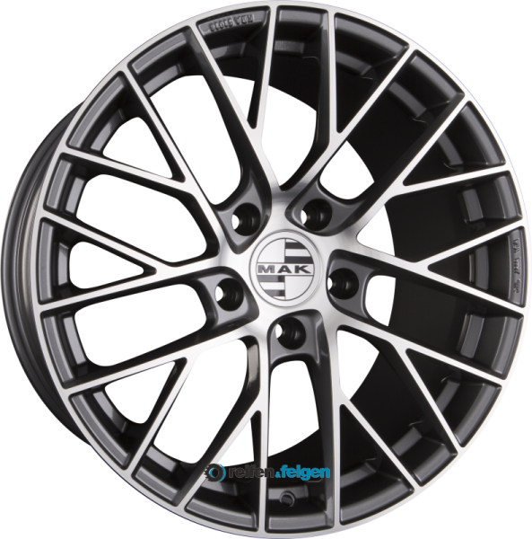 MAK MONACO 8.5x19 ET39 5x112 NB57.1 Gun Metal Mirror Face