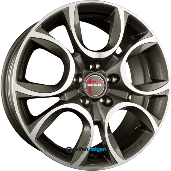 MAK TORINO 6.5x16 ET39 5x98 NB58.1 Gun Metallic Mirror Face