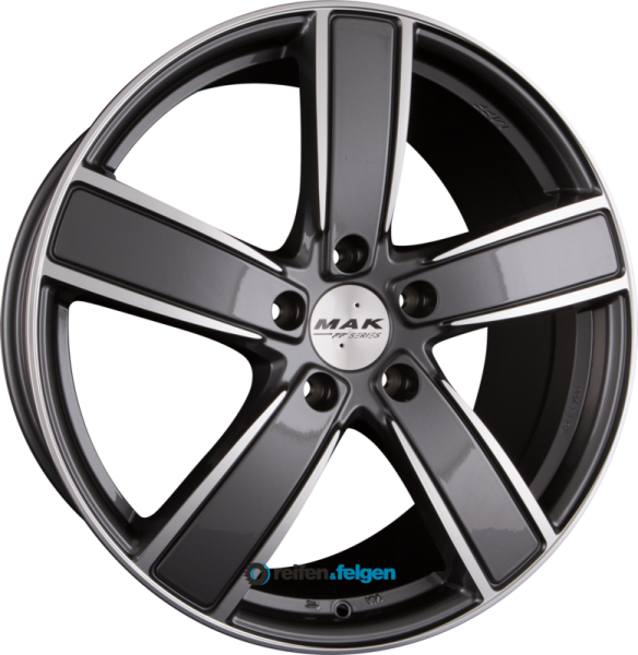 MAK TURISMO 9.5x20 ET71 5x130 NB71.6 Gun Metal Mirror Face