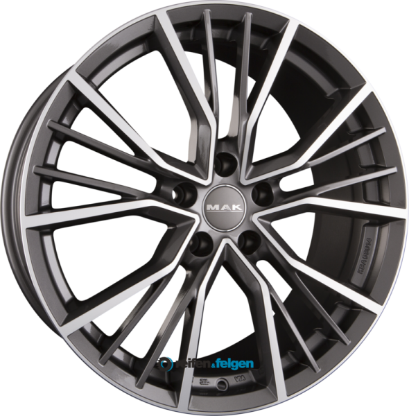 MAK UNION 7.5x17 ET30 5x112 NB57.1 Gun Metal Mirror Face